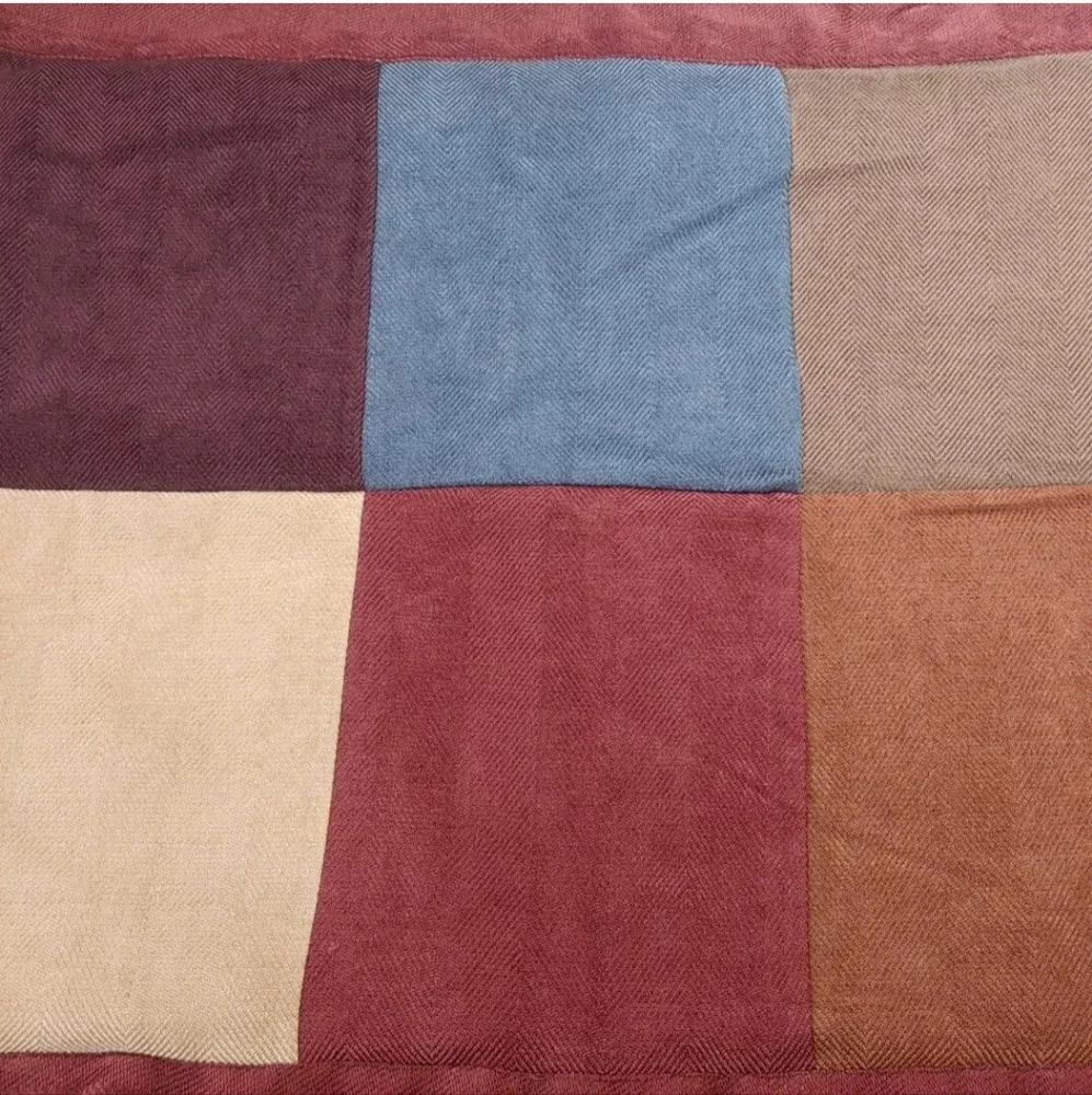 Croscill Chenille Earthy Fall Patchwork Quilted 1 Pillow Sham Standard Sz 26/20